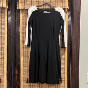 Glamour Black and White Raglan Sleeve Fit and Flare Dress